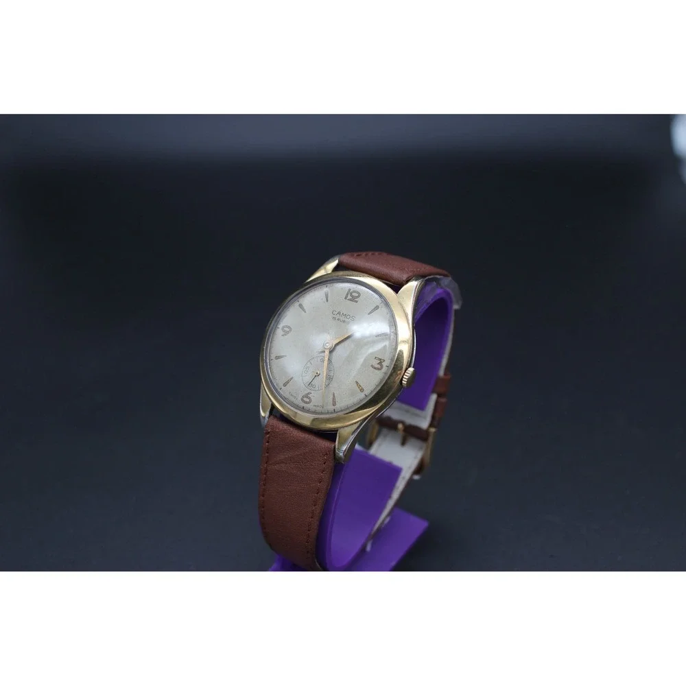 Vintage Camos 15 Rubis Swiss Manual Wind Watch Serviced Runs Great